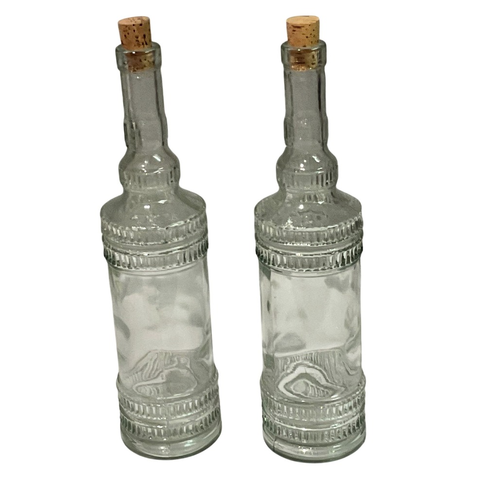 LA Mediterranea artisan handmade in Spain glass bottle set vintage corked